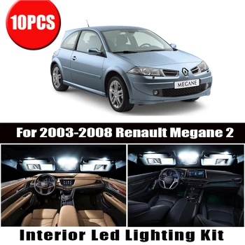 

10pcs Canbus Error Free LED Bulbs Reading Dome Trunk Light Interior Kit For 2003-2008 Renault Megane II 2 MK2 License Plate Lamp