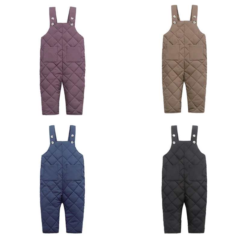 Autumn Winter Baby Boy Girl Suspender Pants Children Cotton Solid Pattern Cotton Pants Overalls Trousers