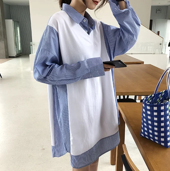 Уличная одежда размера плюс, sudaderas mujer, женская одежда больших размеров, толстовка kawaii, имитация двух частей, в полоску, флисовая женская одежда A5898