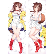 Taie d'oreiller à imprimé dessin animé, taie d'oreiller, en peau de pêche, Double face, Inugami Korone Dakimakura