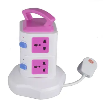 

Vertical Multi-socket Two Layers With Doulbe USB Charger Intelligent Socket UK Plug Overload Protection LED Lights Display