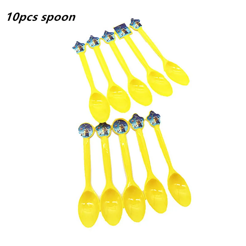 10pcs fork ЛМС 10 шт./упак. с мультипликационным принтом «Миньон тема вечерние Подарочный пакет вечерние Декор пластиковый пакет для конфет там мешок с подарками для детей на день рождения, фестиваль, расходные материалы - Цвет: 10pcs fork