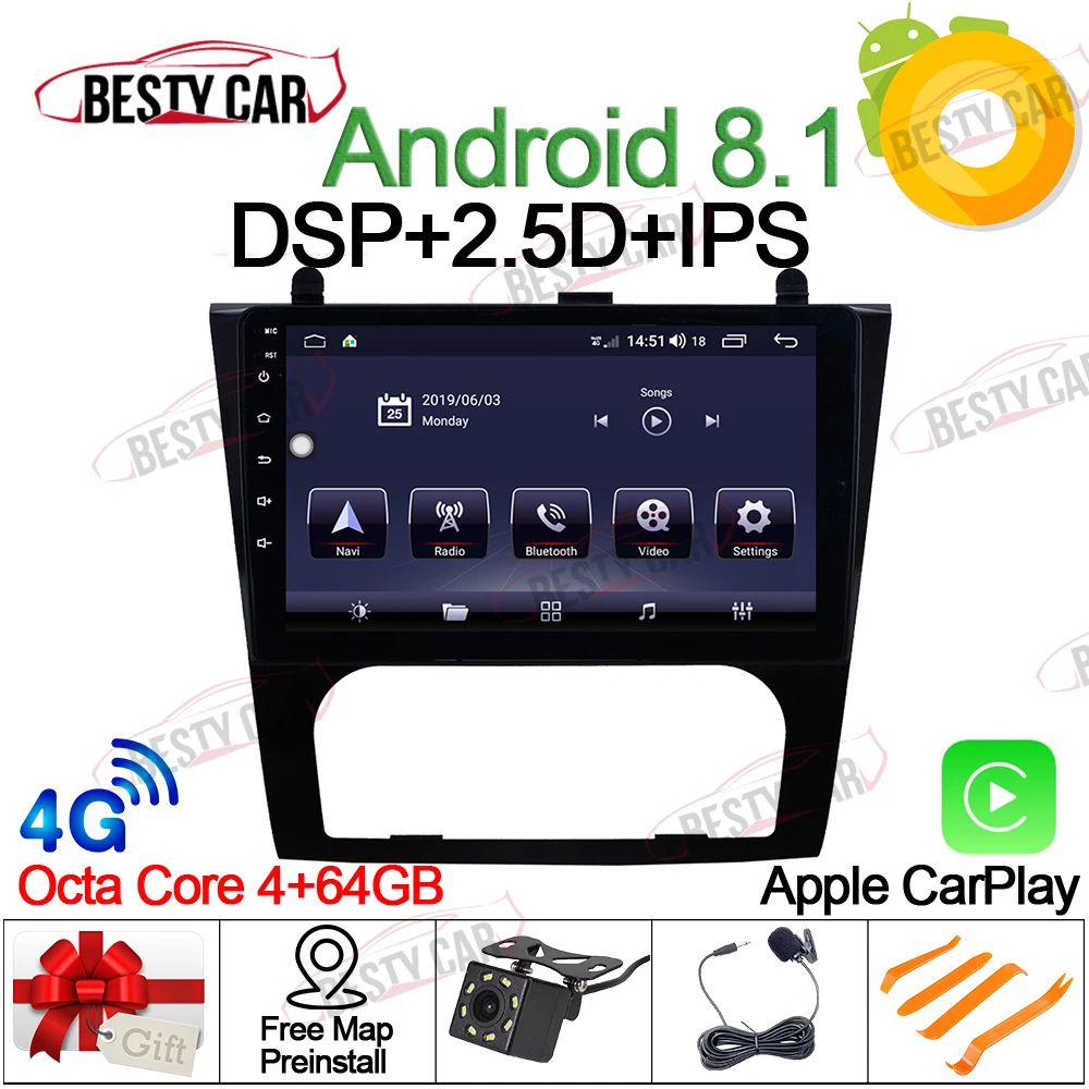 

9" Android 8.1 Car Multimedia Player Stereo for 2008-2012 Nissan Teana GPS Navigation Head Unit DSP 4GB RAM