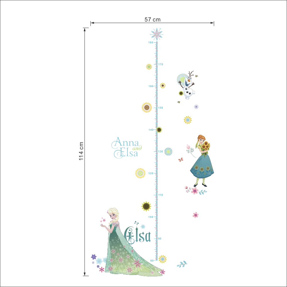 Мультяшная Снежная королева наклейки на стену девушки украшение дома настенные наклейки детские комнаты плакат на стену дети высота линейка - Цвет: C021