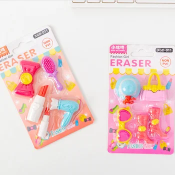 

1pack girls princess makeup pencil erasers stationary school supplies pen rubber eraser for kids prizes gift noveltytoys