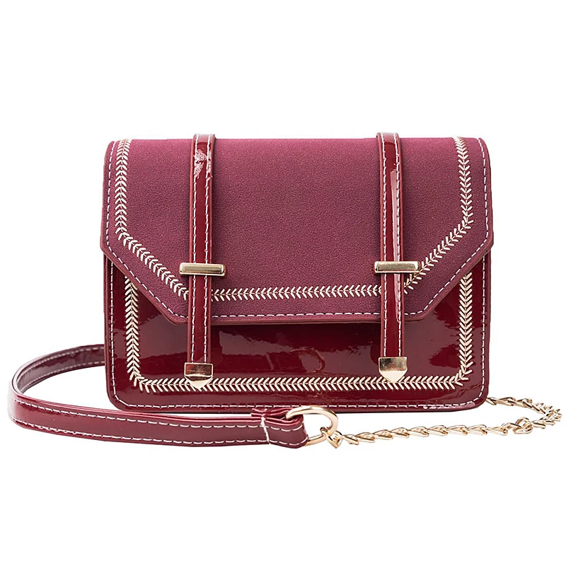 

Brief Women's Messenger Bags Solid Cover Small Crossbody Bag Metal Chain Shoulder Bags Vintage Pu Leather Female Flap All Match