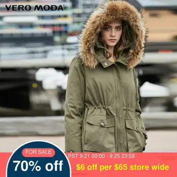 

Vero Moda Detachable Lining Fur Collar Parkas Coat Down Jacket | 319423517