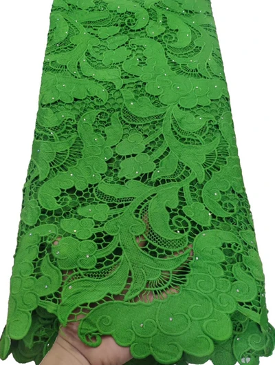 Африканский шнур кружевной ткани молочный шелк водорастворимый платье кружево камни высокое качество нигерийский гипюр кружевной ткани ETB86 зеленый - Цвет: AS PIC3