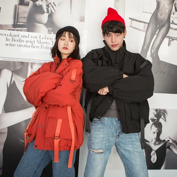 

Winter Thick Coat Men Warm Fashion Parka Men Solid Color Casual Big Pocket Tooling Jacket Man Loose Cotton Stand Collar Jacket