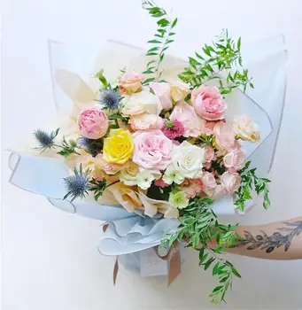 

40pcs Golden Frame Flower Wrapping Paper 58*58cm Waterproof Jelly Film Bouquet Wrapping Paper Florist gift packing free shipping