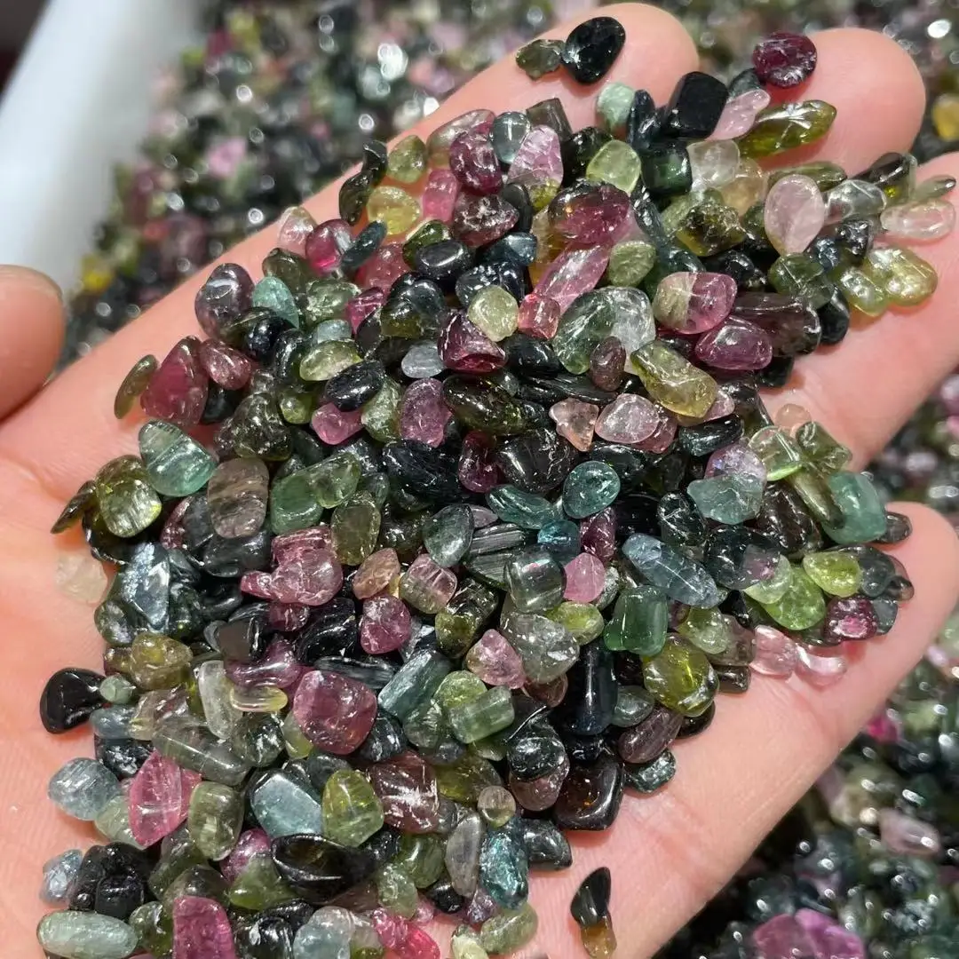 Natural watermelon tourmaline gravel tourmaline quartz mixed stone 3