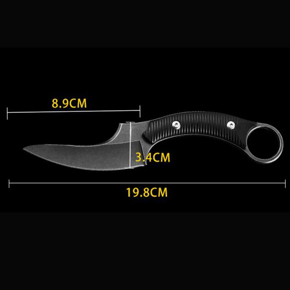 Нож-коготь Promithi Karambit с фиксированным лезвием, тактические ножи D2, стальное лезвие и G10 стальная ручка, нож для выживания на открытом воздухе