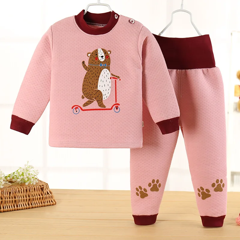 HEYFRIEND/зимняя детская теплая одежда для сна с животными для мальчиков и девочек Детская Хлопковая пижама, толстые рубашки+ штаны комплекты одежды для малышей из 2 предметов - Цвет: D