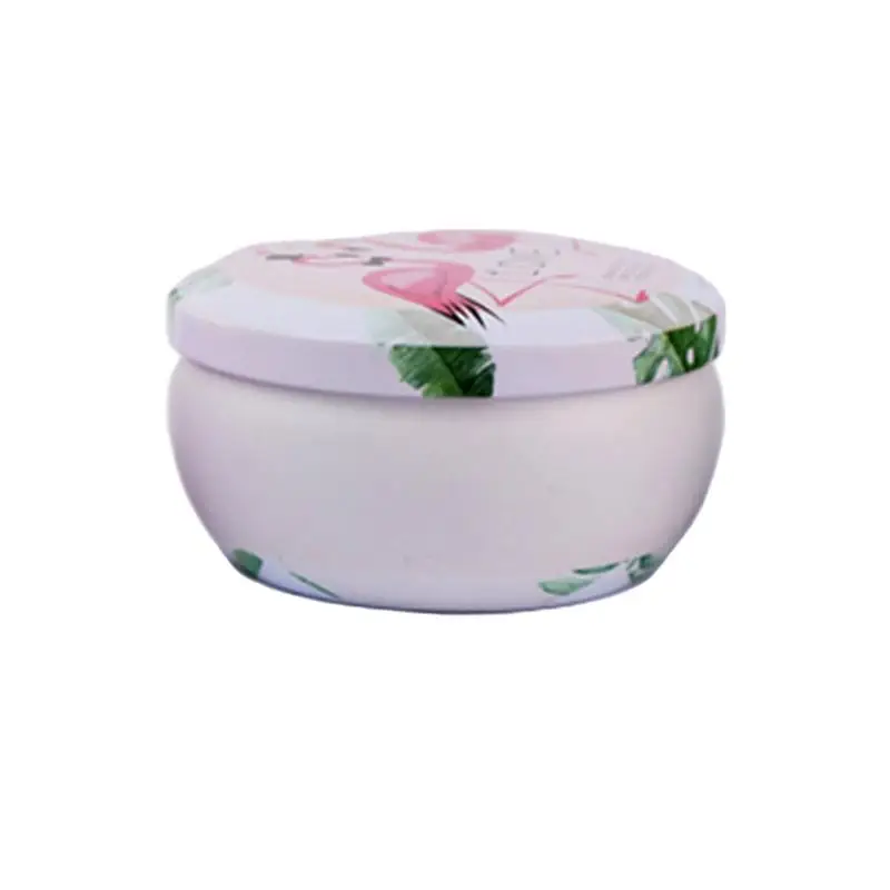Dried Flowers Incense Cup Scented Candle Aromatherapy Candles Desktop Tinplate Candlestick Gift for Birthday Wedding(Flamingo