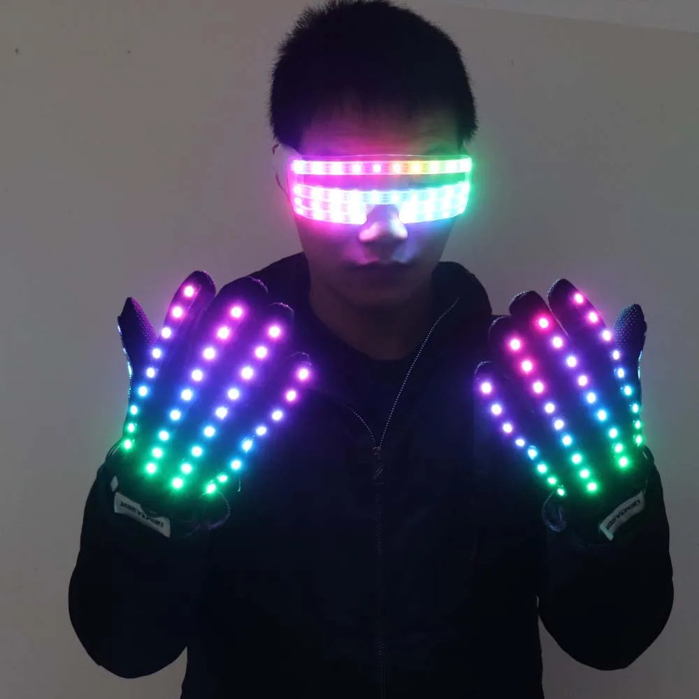 1 Par Guantes de Luz LED Que Brilla Intensamente Colorido Luminoso