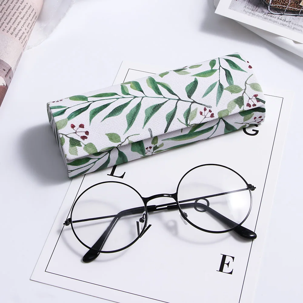 

Flower Printed Sunglasses Case for Girls Women Handmade Glasses Case Leather Eyewear Protector Pouch Lightweight Eyewear Box