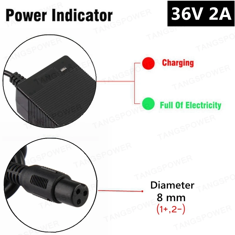 smart band charger TANGSPOWER 36V 2A electric scooter lead acid battery charger for 41.4V electric bike wheelchair lead-acid battery Charger usb to shaver adapter Chargers