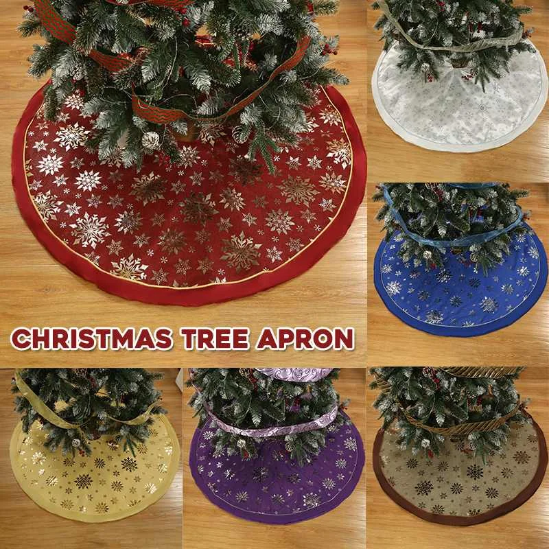 

Festival Decor Round Burlap 48 inch Christmas Tree Skirt Home New Year Party Decoration 6 Colors for Home New Year X-mas Decor