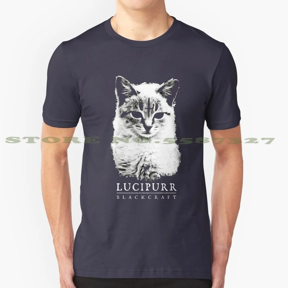 Lucipurr 100% хлопковая футболка, кошачья мята, град, Lucipurr 666, сатана, черная кошка, культ для черных ремесел