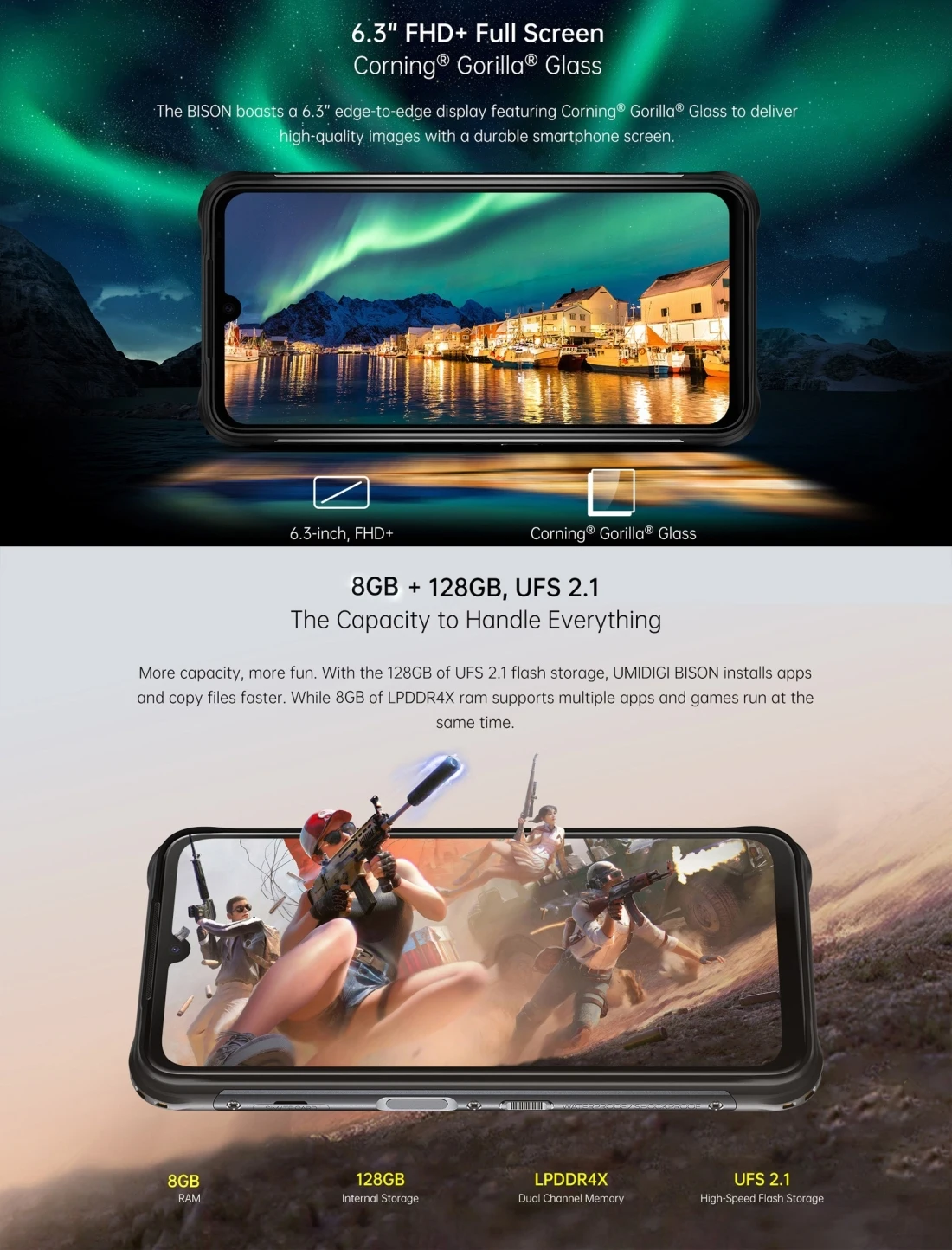 poco best gaming phone UMIDIGI BISON IP68/IP69K Waterproof 4G Mobile Phone 6.3" 8GB+128GB 48MP Quad Camera 5000mAh NFC Android 11 Rugged Smartphone best poco phones