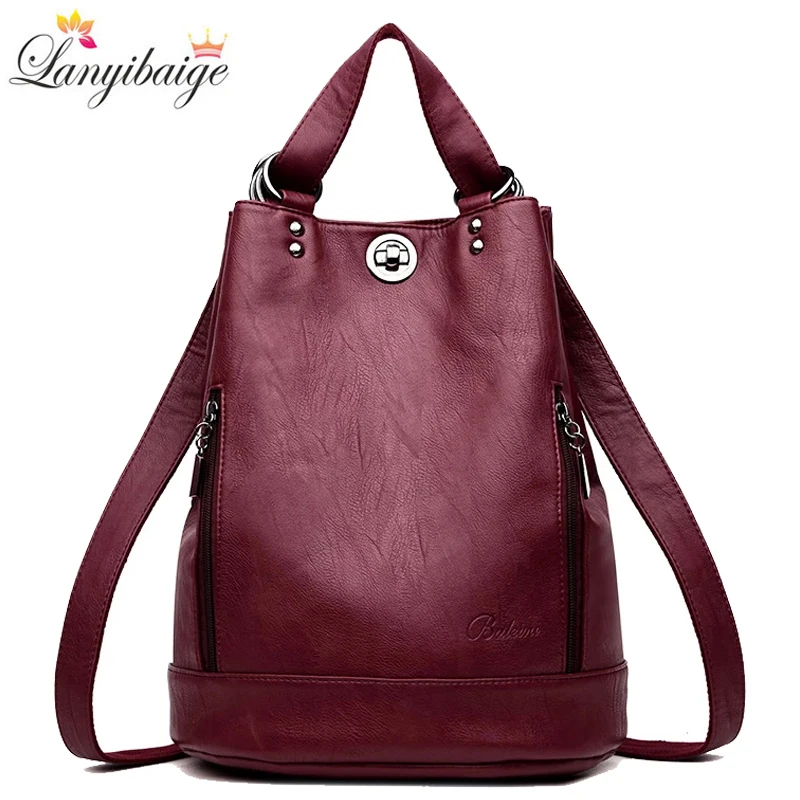 2021 New Women Backpack High Quality Leather Backpacks School Bags for ...