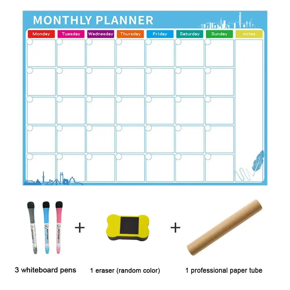 MAGNETIC FRIDGE PAD MAGNET WEEKLY CALENDAR PLANNER MONTH /& YEAR SELECT COLOUR