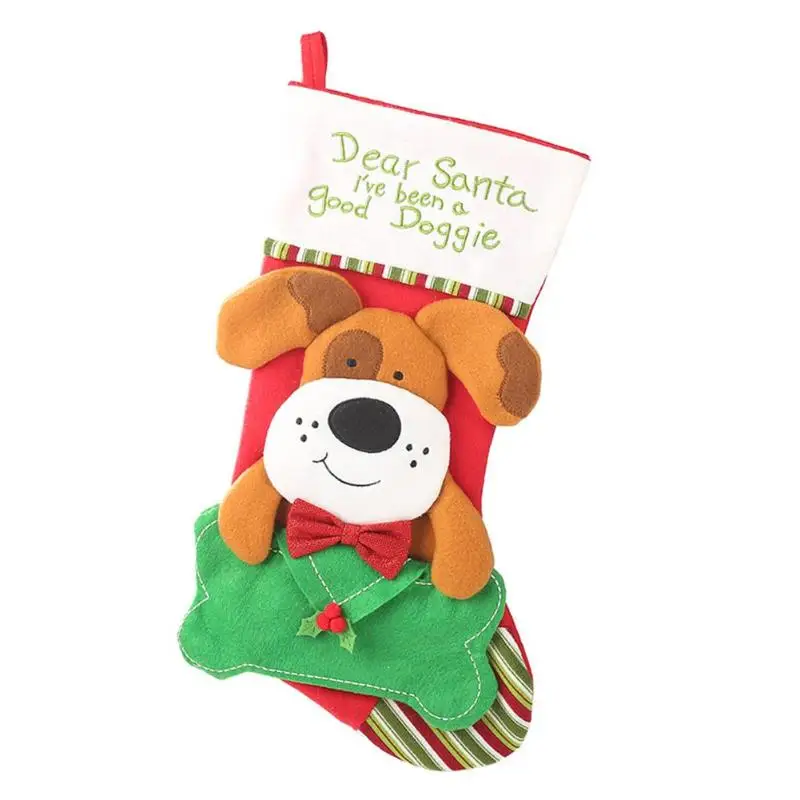 

Christmas Dog Cat Shape Apple Bag Children Candy Stockings Home Pendant Bear Hand Shaped Creative XmasApple Bag/Candy Bag