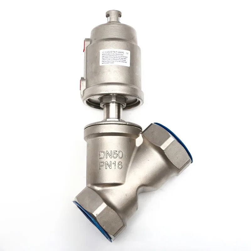 

DN50 Stainless Steel Pneumatic Threaded Angle Seat Valve Y Type High Temperature Steam Internal Thread Pneumatic Valve