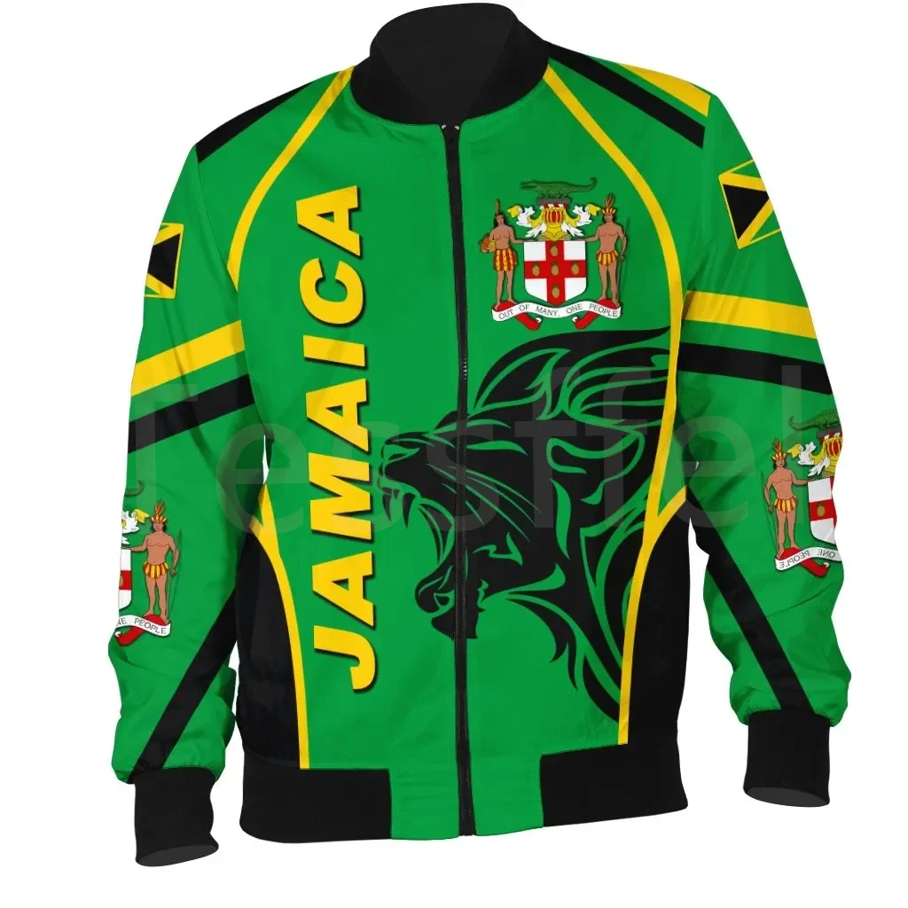 Tessffel Reggae Art County Flag Africa Jamaica King Emblem Lion 3DPrint Men/Women Sportswear Casual Windbreaker Bomber Jacket A3