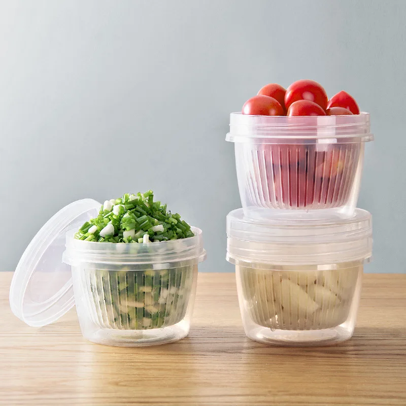 

Kitchen Gadgets Refrigerator Storage Box Plastic Fruits Onion Garlic Fresh-Keeping Crisper Seales Boxes Food Drain Containers
