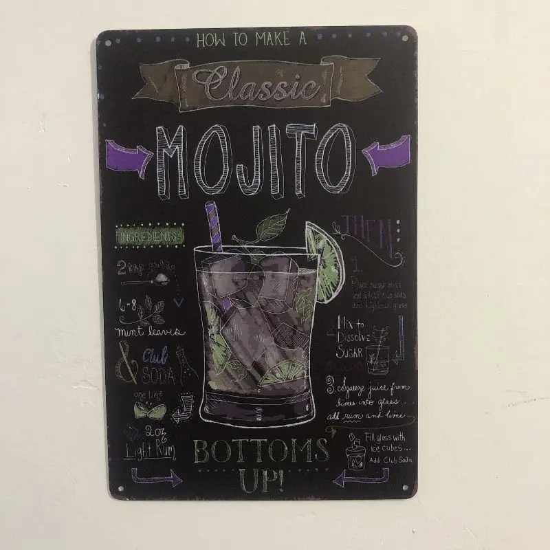 [Luckyaboy] Как сделать классический Mojito винтажные металлические оловянные вывески