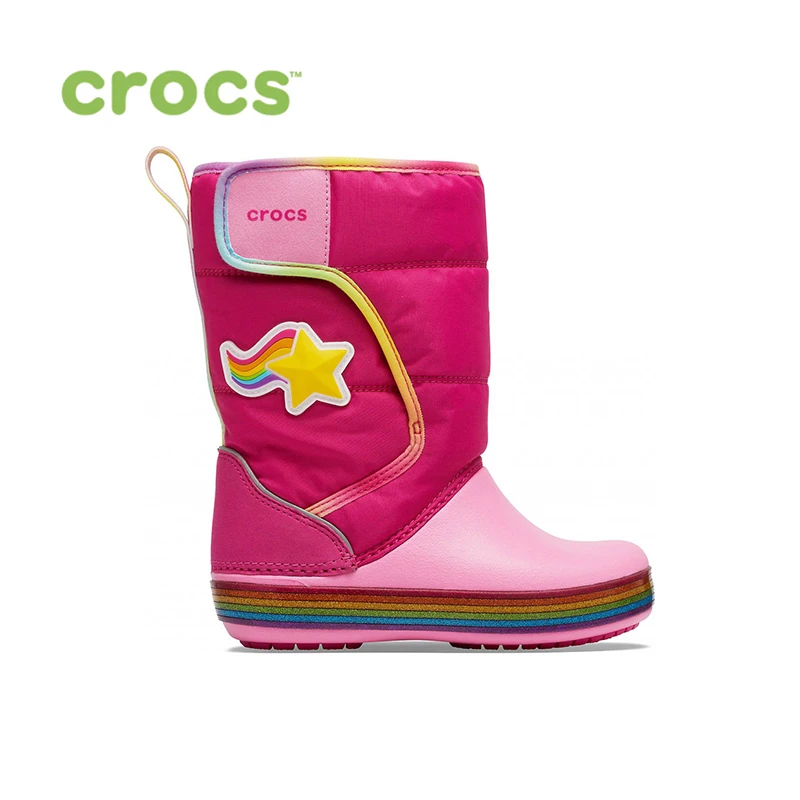 rainbow crocs with fur