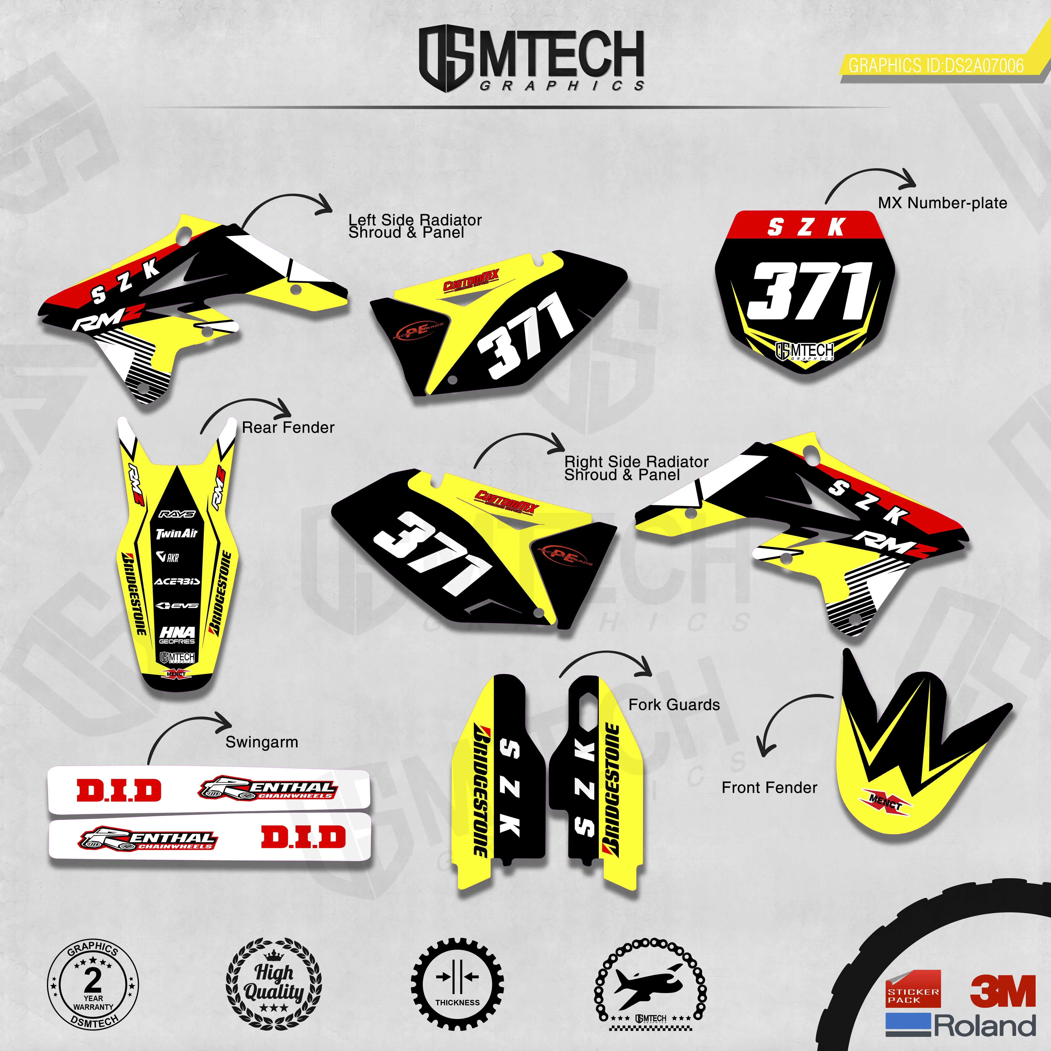 DSMTECH    ׷  Decals 3M   ƼĿ Ű 2007-2009 RMZ250 006