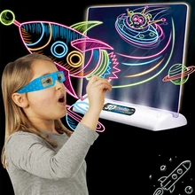 

2022 Drawing Board LED Light Effects Puzzle Magic 3D Drawing Pad Kids Painting Educational Toys Graffiti Lighting Pad Children