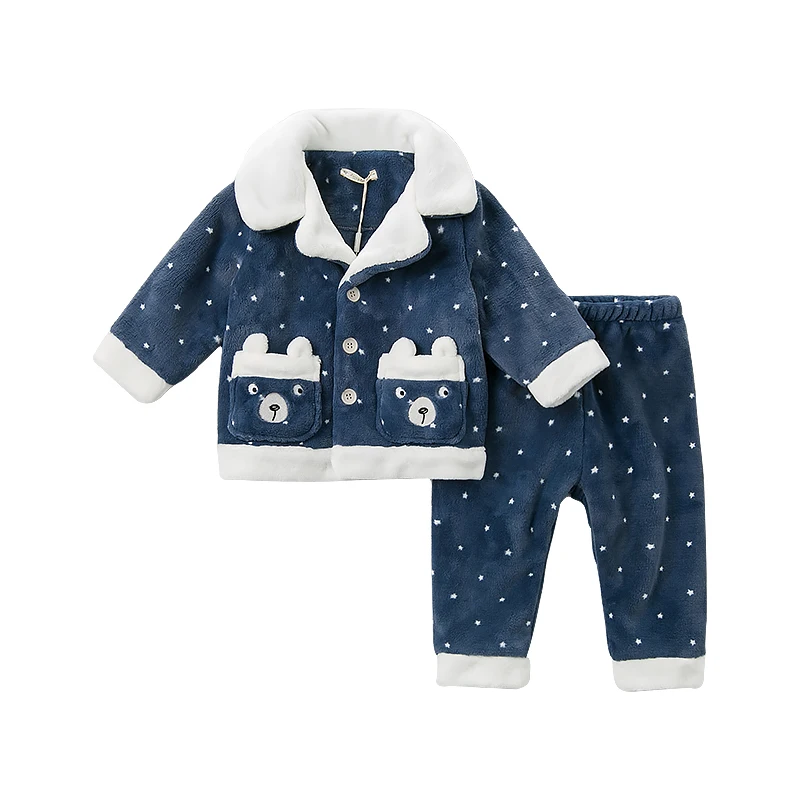 DBW11657 dave bella/комплект пижам для детей; зимняя Домашняя одежда унисекс для маленьких детей; одежда для сна с длинными рукавами и принтом - Цвет: stars print
