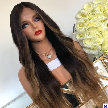 

Eversilky Brazilian Ombre Natural Wave Silk Top Full Lace Wigs 26Inches 150Density Ombre 1B/Medium Blonde 360 Lace Frontal Wigs
