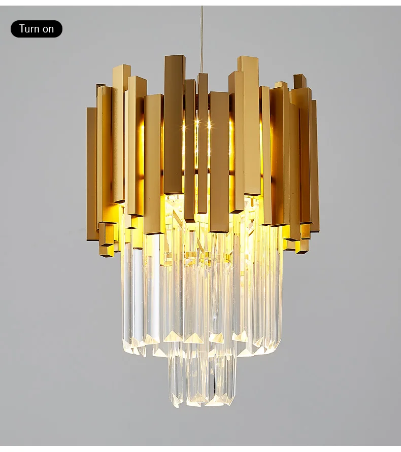 FKL Modern Crystal Golden Chandelier Light Luxury Bar Single Head Hanging Line Dining room Bedroom Small Chandelier shell chandelier