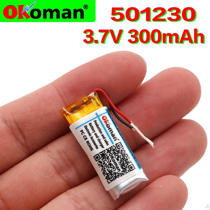 Новый 3 7 V 300mAh 501230 полимерный перезаряжаемый литий-полимерный аккумулятор для