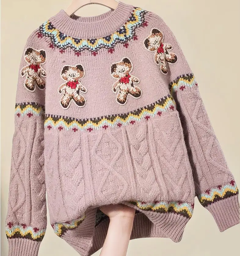 style 1 Girls sweater head new autumn knitting spring and autumn children's clothing girls autumn fashion shirt 6-12 years - Цвет: style 1