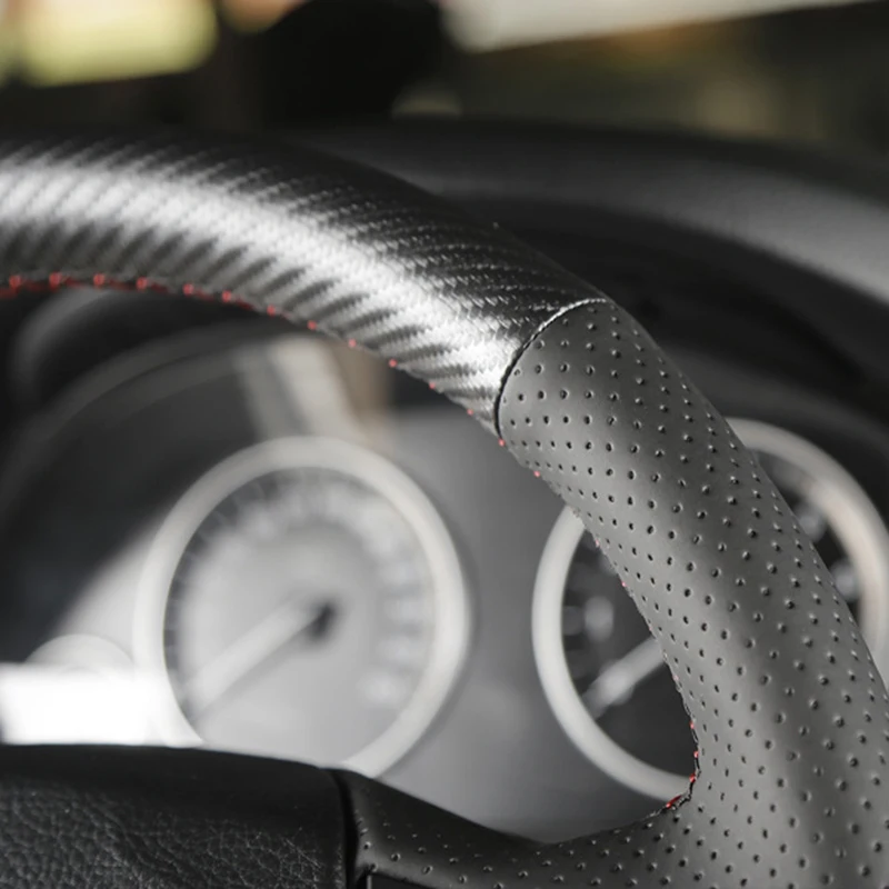 Carbon fiber leather hand-stitched braided steering wheel cover for Nissan Sylphy Juke Maxima for Infiniti FX FX35 FX50 QX70