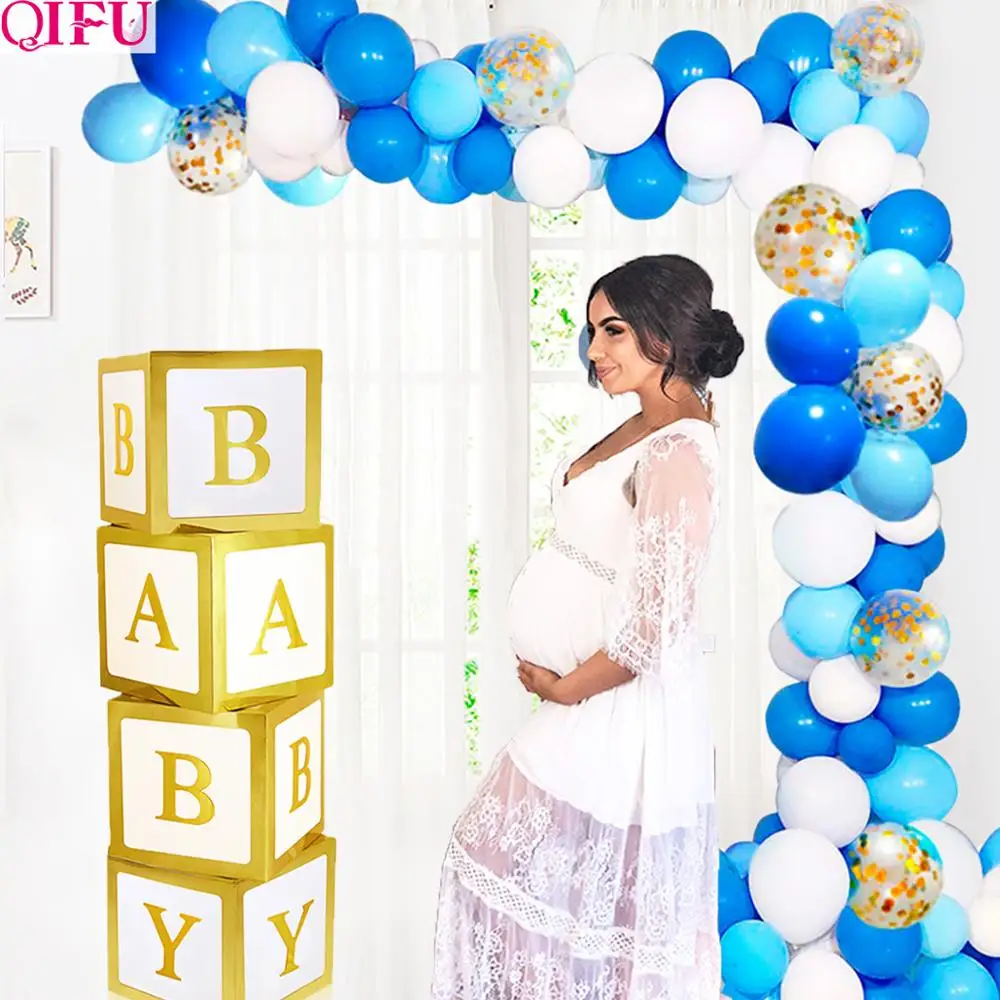 

QIFU Golden Box Decor For Baby Shower Decorations Babyshower baby Registry Party Decoration Themes Baby Shower Boy Girl Gifts