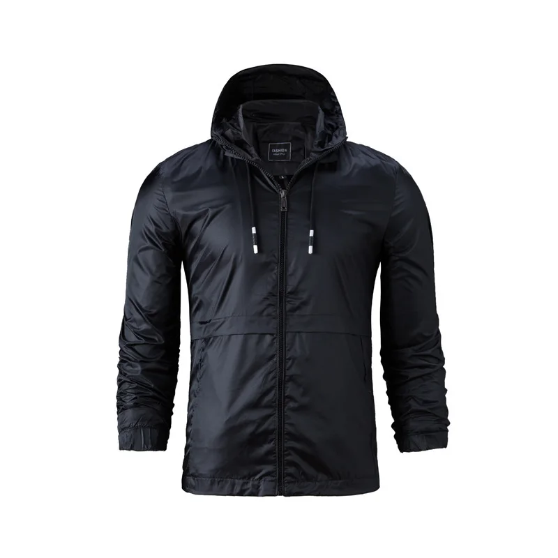 

Factory Direct Spring And Autumn Thin Men's Hooded Solid Color Slim Fit Jacket Plus-sized Casual Versatile Stylish Jacket Men's