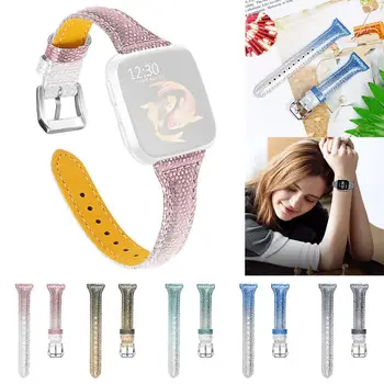 

For Fitbit Versa Lite Replacement Gradual change Leather Watch Band Wrist Strap Smart watch Bracelet Wearable accessories #925