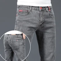 New Fashion Brand Slim Gray Blue Skinny Jeans Men Business Casual Classic Cotton Trend Elastic Youth Pencil Denim Trousers