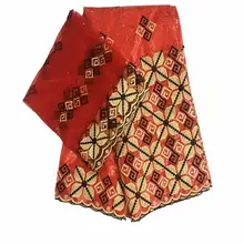 Вышитый Базен riche getzner с тюлем кружевной ткани Африканский Базен ткань для женского платья KY03