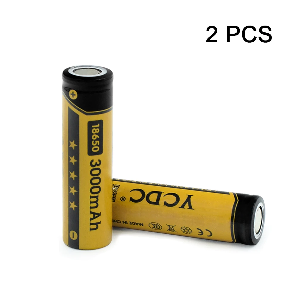 2pcs with box YCDC 18650 Батарея перезаряжаемые литиму батареи 3000maH bateria 18650 аккумуляторная батарея 3,7 v литий-ионный для фонарика - Цвет: 2pcs with box