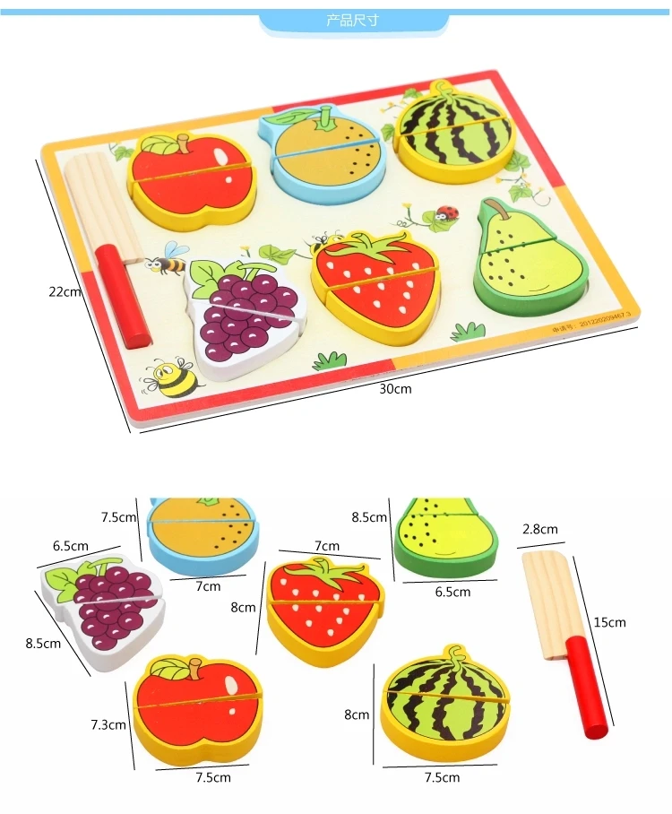 Мудрость Фрукты модели игрушки для кукольного домика для резки Slicer деревянной фрукты овощи и фрукты