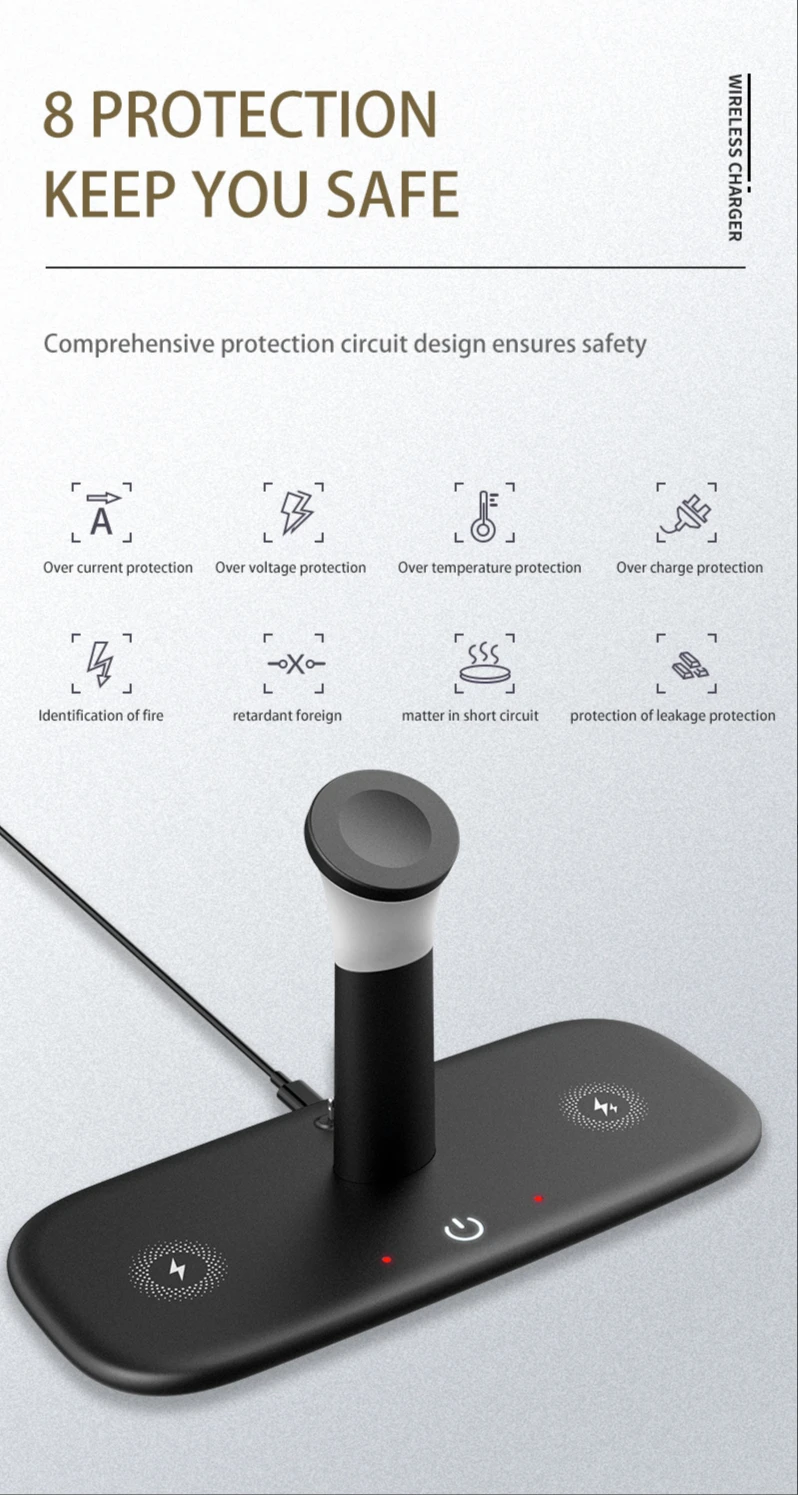 Carregador sem Fio para Iphone Doca de Carregamento para Airpods 5 em 1 Rápido xr x Max 8 Plus Apple Assista Estação Pro Iver 15w qi 12 11 9 15w qi rápido carregador sem fio para