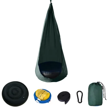

Hammock Chair Portable Hanging Home Garden Kids Pod Swing Seat Indoor Outdoor Lightweight With Inflatable Cushion Safety Camping