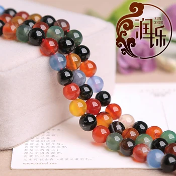 

Natural Mixed Color Agates Onyx For Jewelry Making Smooth Round Loose Beads DIY Charm Bracelet Necklace 15'' 4/6/8/10/12/14mm